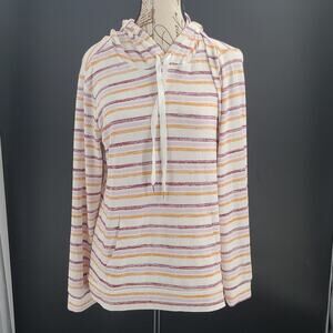 Market & Spruce Stitch Fix striped hoodie top Size Medium Casual Comfy Cozycore